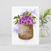 Lila Wildblume für Pottwasserfarbe Geburtstag Einladung (Stehend Vorderseite)