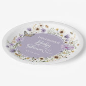 Lila Wildblume Garden Baby in Blütendusche Pappteller (Schrägansicht)