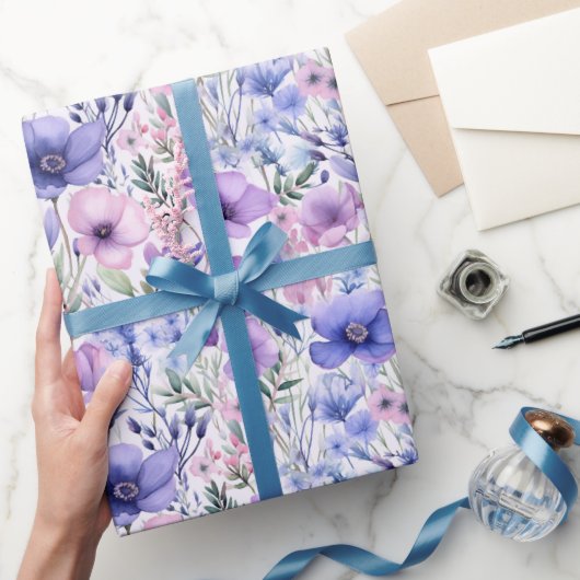 Lila Wildblume Geschenkpapier (Schenken)