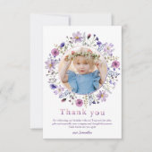 Lila Wildblume Girl Danke Foto Card (Vorderseite)