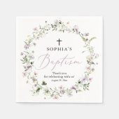 Lila Wildblume Girl Taufpapier Napkin Serviette (Vorderseite)