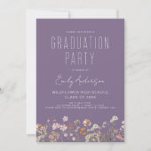 Lila Wildblume Graduation Party Boho Bloom Einladung (Vorderseite)