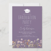 Lila Wildblume Graduation Party Boho Einladung (Vorderseite)