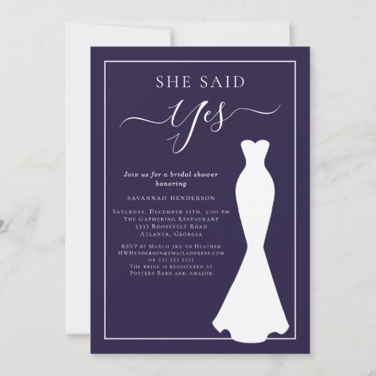 Lila Wildblume Hochzeitskleid Brautparty Einladung (Vorderseite)