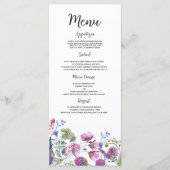 Lila Wildblume Hochzeitsmenü mit rosa Lavendel Programm (Vorderseite)