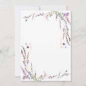 Lila Wildblume Kalligraphie Hochzeit Einladung (Rückseite)