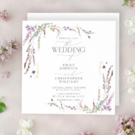 Lila Wildblume Kalligraphie Hochzeit Einladung