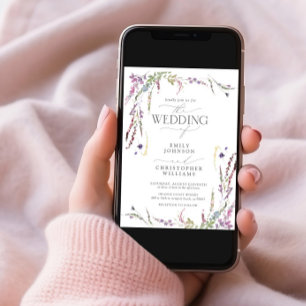 Lila Wildblume Kalligraphie Hochzeit Einladung