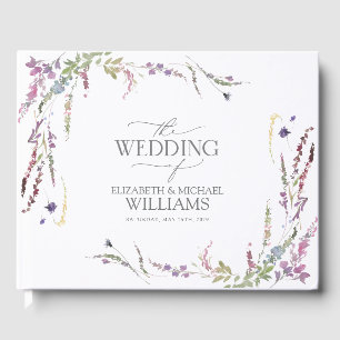 Lila Wildblume Kalligraphie Hochzeit Gästebuch