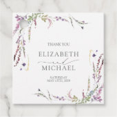 Lila Wildblume Kalligraphie Hochzeit Geschenkanhänger (Vorderseite)