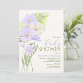 Lila Wildblume Kinderdusche Einladung (Stehend Vorderseite)