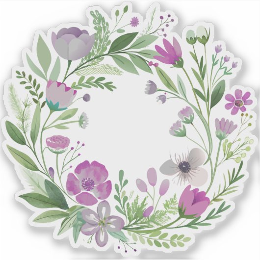 Lila Wildblume Kranz Vinyl Aufkleber nach Maß (Vorderseite)