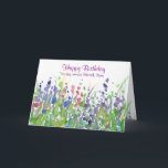 Lila Wildblume Meadow Happy Birthday Friend Karte<br><div class="desc">Eine hübsche Geburtstagskarte mit einer Wildblume-Wiese mit lila,  rosa und blauen Blumen in Aquarellfarbe. Sie können die Formulierung und den Namen an Ihre Bedürfnisse anpassen.</div>