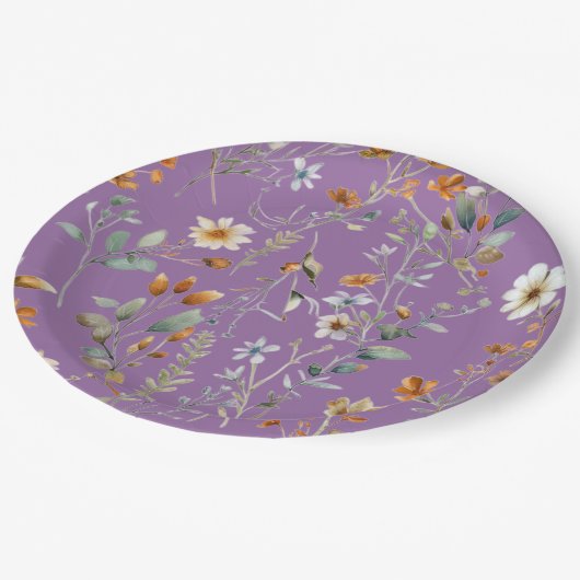 Lila Wildblume moderne Teller (Schrägansicht)