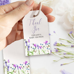 Lila Wildblume Personalisiert Danke, dass Sie Tags Geschenkanhänger