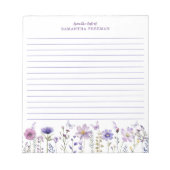Lila Wildblume Personalisiert Notepad Notizblock (Vorderseite)