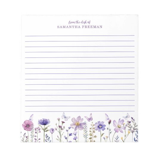 Lila Wildblume Personalisiert Notepad Notizblock (Vorderseite)
