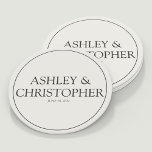 Lila Wildblume Runder Pappuntersetzer<br><div class="desc">Minimalistischer Untersetzer für Hochzeitsfeier,  der sich mit unserer skurrilen lila Wildblume Hochzeitsfestssammlung abstimmen soll. Saubere,  knusprige Typografie,  Koordination der Hintergrundfarben. ❀ ❀ leicht personalisierbar ❀. Bitte kontaktieren Sie uns für Hilfe bei der Personalisierung oder Anpassung an Ihre individuellen Wünsche,  oder um bei der Erstellung von entsprechenden Hochzeitsbriefpapier-Produkten zu helfen.</div>