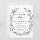 Lila Wildblume rustikale Brautdusche Einladung (Vorderseite)