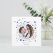 Lila Wildblume Save the Date Fotokarte Einladung (Stehend Vorderseite)