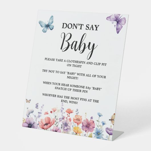 Lila Wildblume-Schmetterling-Kinderspielzeichen Sockelschild (Vorderseite)