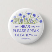 Lila Wildblume schwer zu hören Button Abzeichen ta (Vorderseite)