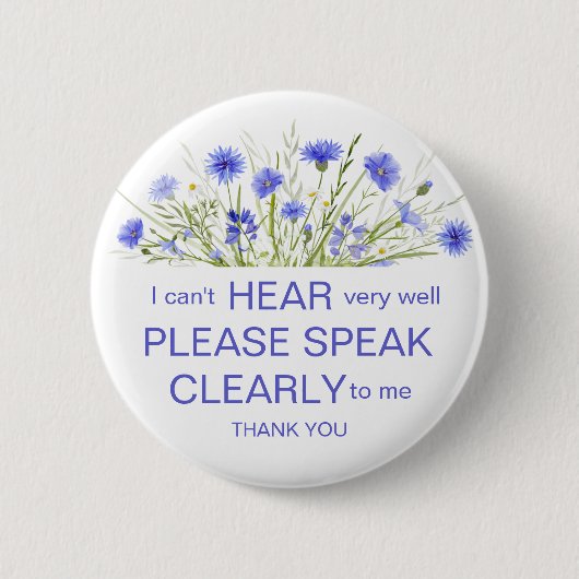 Lila Wildblume schwer zu hören Button Abzeichen ta (Vorderseite)