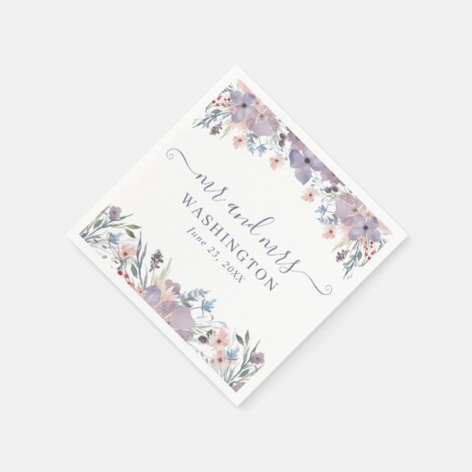 Lila Wildblume Serviette (Ecke)