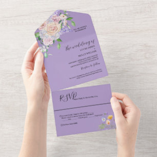 Lila Wildblume Sommerblumenhochzeit All In One Einladung
