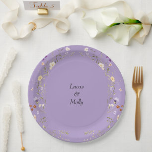 Lila Wildblume Sommerblumenhochzeit Pappteller