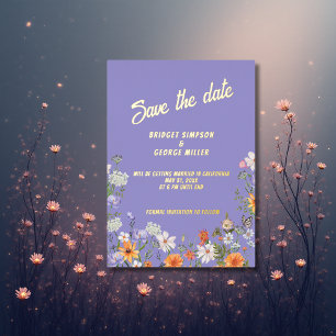 lila Wildblume Sommerhochzeit speichern Sie das Da Folieneinladung