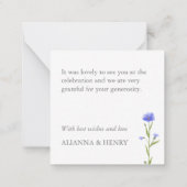 Lila Wildblume Vielen Dank Gold Script Mitteilungskarte (Rückseite)