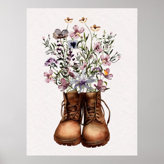 Lila Wildblume Wanderschuhe Außenbereich Poster (Vorne)