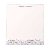 Lila Wildblume Wasserfarbe Wiese Notizblock (Vorderseite)