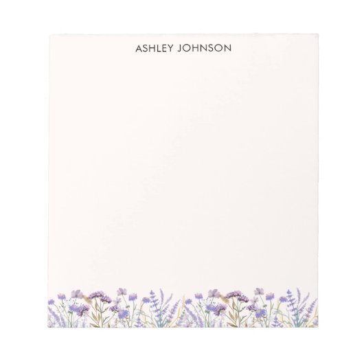 Lila Wildblume Wasserfarbe Wiese Notizblock (Vorderseite)