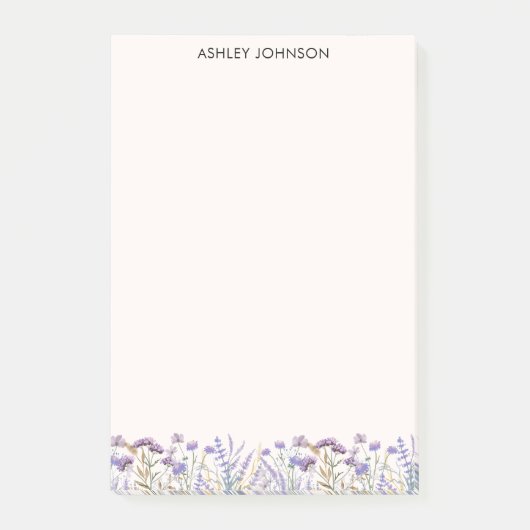 Lila Wildblume Wasserfarbe Wiese Post-it Klebezettel (Vorderseite)