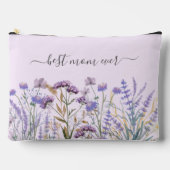 Lila Wildblume Wasserfarbe Wiese Zubehörtasche (Vorderseite)