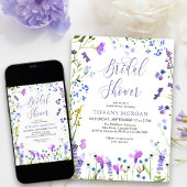 Lila Wildblume Weibliches Brautparty Einladung