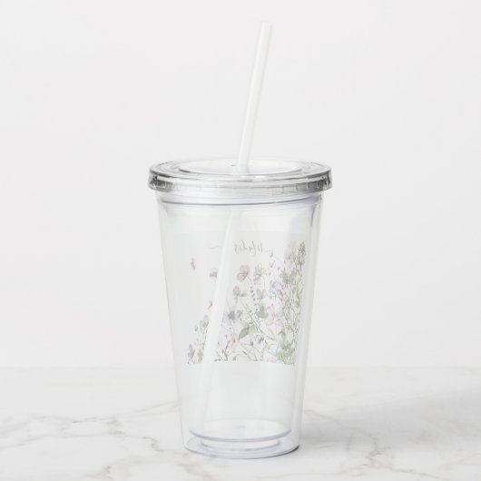 Lila Wildblumen Acryltrinkbecher (Rückseite)