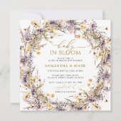 Lila Wildblumen Baby in Blütendusche Einladung (Vorderseite)