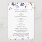 Lila Wildblumen Beerdigungsauftrag Programm (Rückseite)