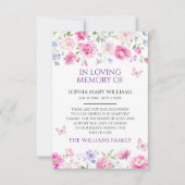 Lila Wildblumen Beileid-Speicher dank Karte (Vorderseite)