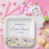 Lila Wildblumen Blumenstrauß Brautparty Pappteller (Party)