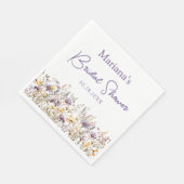 Lila Wildblumen Blumenstrauß Brautparty Serviette (Ecke)