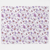 Lila Wildblumen-Botanikmuster-Design Fleecedecke (Vorderseite (Horizontal))