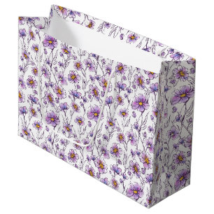 Lila Wildblumen-Botanikmuster-Design Große Geschenktüte