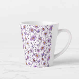 Lila Wildblumen-Botanikmuster-Design Milchtasse