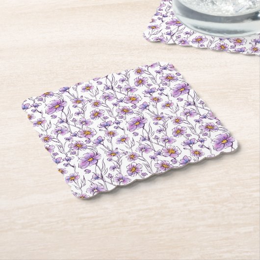 Lila Wildblumen-Botanikmuster-Design Untersetzer (angewinkelt)
