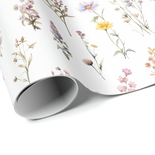 Lila Wildblumen Brautparty Boho Floral Geschenkpapier (Rolleneckpunkt)