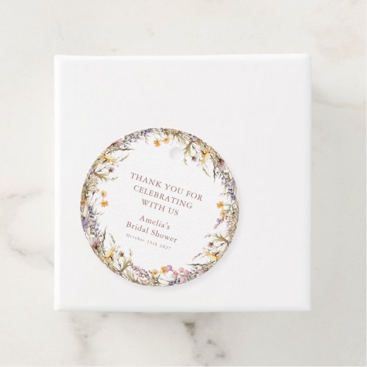 Lila Wildblumen Brautparty Custom Vielen Dank Geschenkanhänger (Beispiel)
